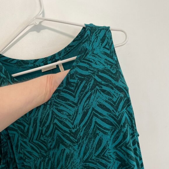 LOGO BY LORI GOLDSTEIN Printed Tank Teal Green Blue Geometric Asymmetrical Tunic - Picture 6 of 16